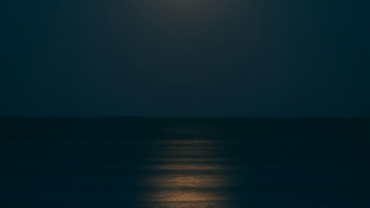 満月の下に広がる海