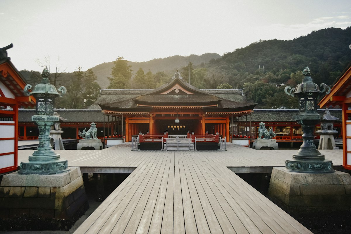木々に囲まれた神社の社殿